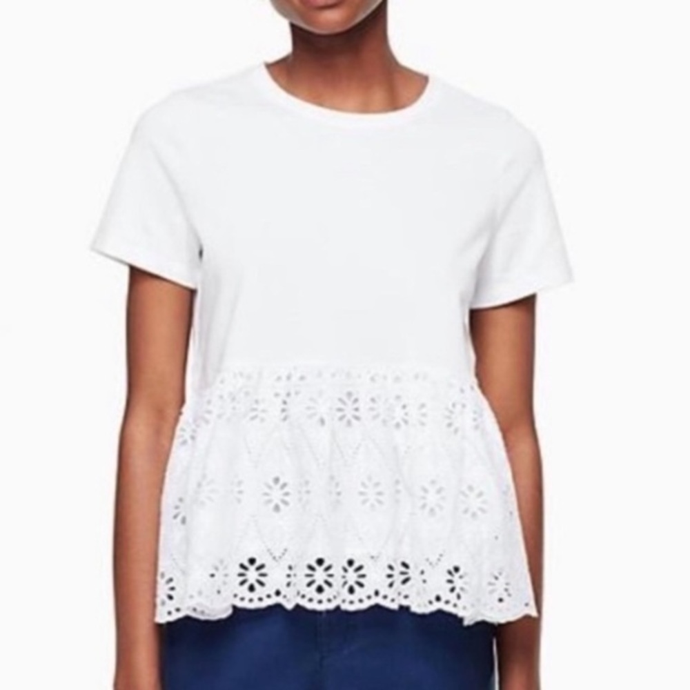 Kate Spade x Broome street white top with eyelet peplum size XS